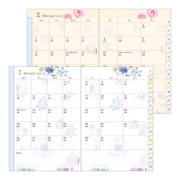 Midori Pocket Diary 2026 - Country Time Flowers - B6 (Pre-order Starts 7/29, Ships Late September) 4 Midori Pocket Diary 2026 - Country Time Flowers - B6 (Pre-order Starts 7/29, Ships Late September) - Image 4